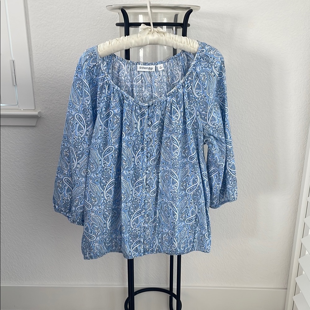 St. John's Bay Light Blue Paisley Blouse